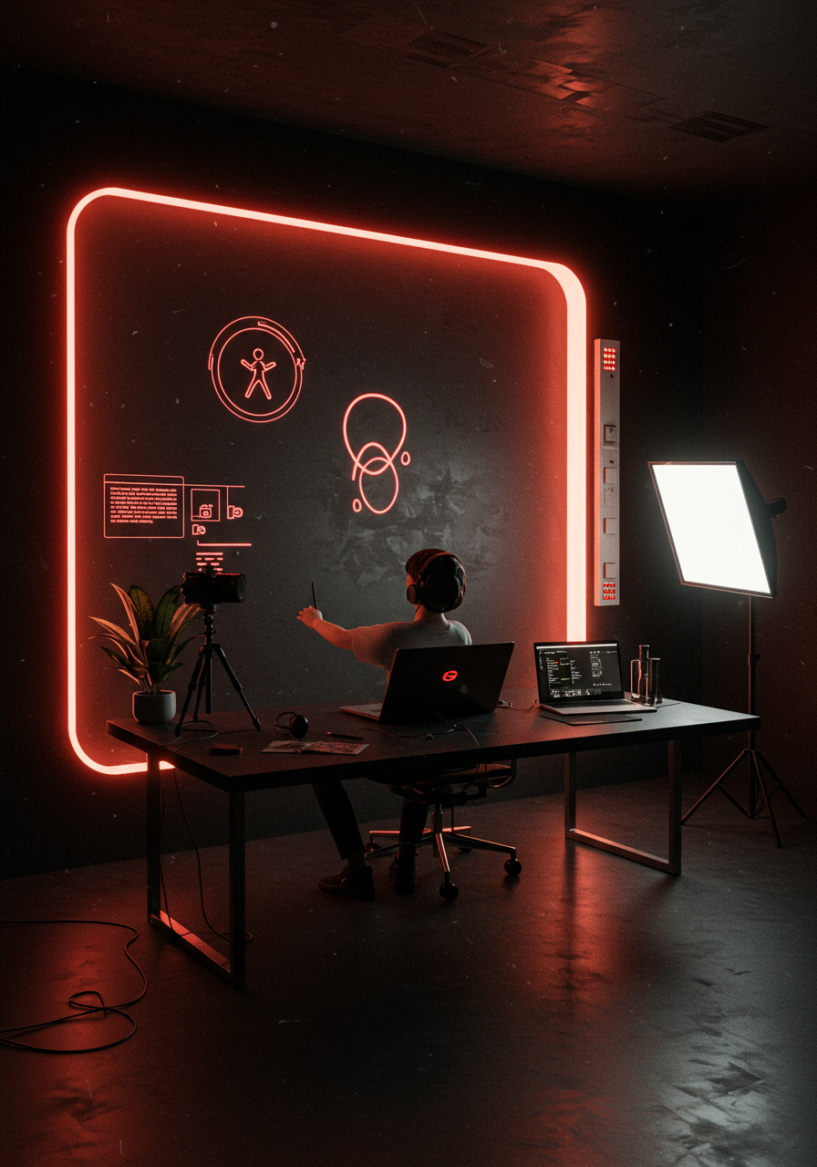 Designer trabalhando em um projeto de UI/UX em múltiplos monitores